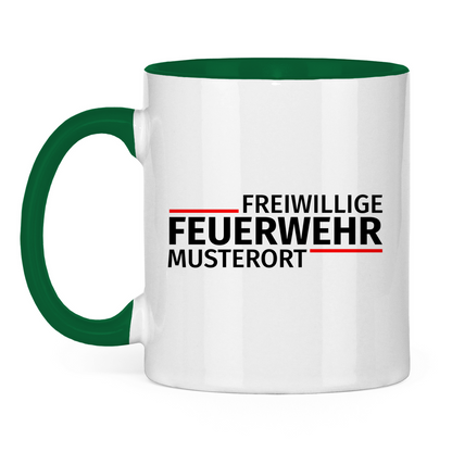 Tasse zweifarbig - Modern Freiwillige Feuerwehr [Personalisierbar]