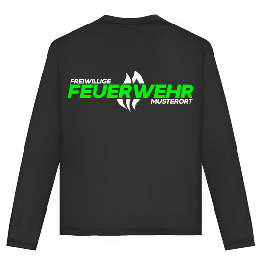 Unisex Langarmshirt - Flamme Freiwillige Feuerwehr Grün [Personalisierbar]