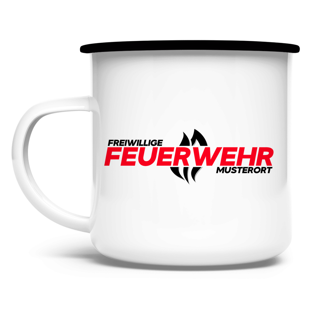 Emaille Tasse - Flamme Freiwillige Feuerwehr Rot [Personalisierbar]