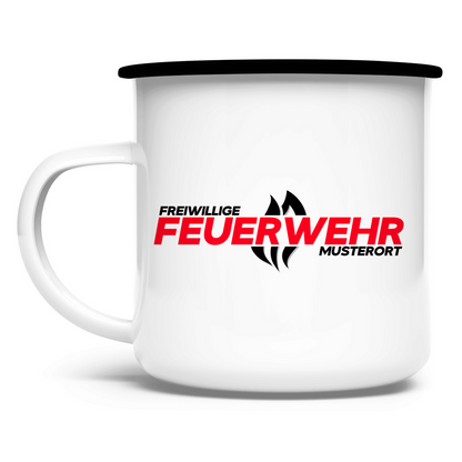 Emaille Tasse - Flamme Freiwillige Feuerwehr Rot [Personalisierbar]