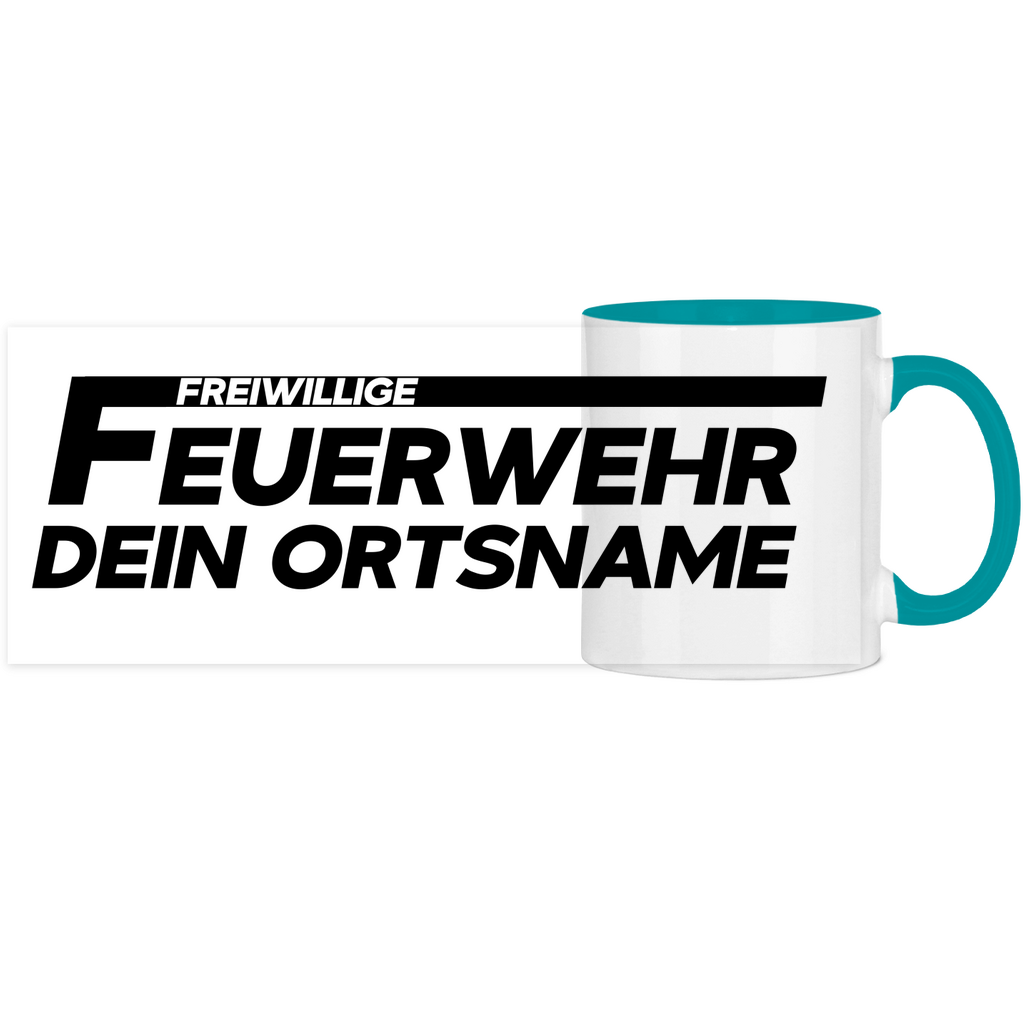 Panorama Tasse zweifarbig - Freiwillige Feuerwehr [Personalisierbar]