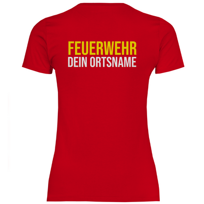 Damen T-Shirt - Feuerwehr Schriftzug (Personalisierbar)
