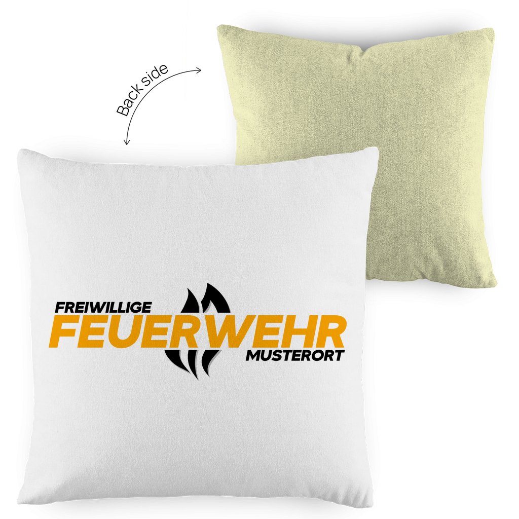 Kopfkissen zweifarbig - Flamme Freiwillige Feuerwehr Gelb [Personalisierbar]