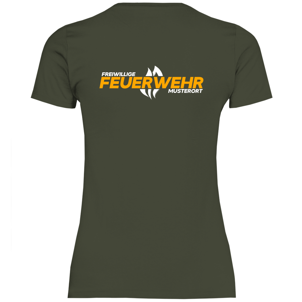 Damen T-Shirt - Flamme Freiwillige Feuerwehr Gelb [Personalisierbar]