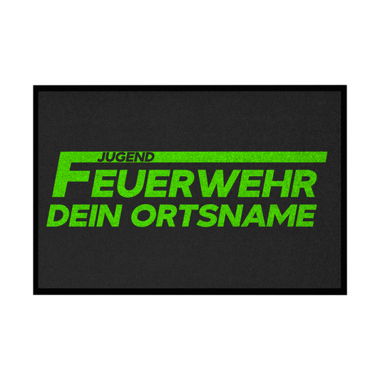 Fußmatte mit Gummirand - Jugendfeuerwehr Grün (Personalisierbar)