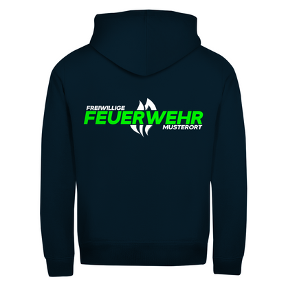 Unisex Zipper Hoodie - Flamme Freiwillige Feuerwehr Grün [Personalisierbar]