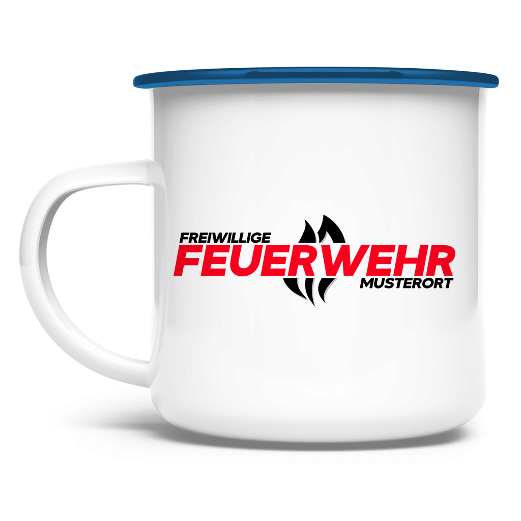 Emaille Tasse - Flamme Freiwillige Feuerwehr Rot [Personalisierbar]
