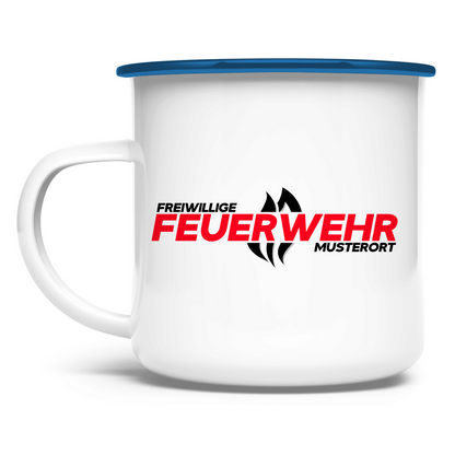 Emaille Tasse - Flamme Freiwillige Feuerwehr Rot [Personalisierbar]