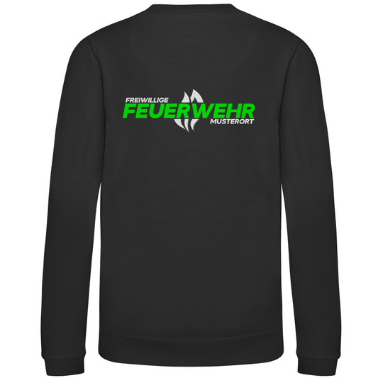 Kinder Sweatshirt - Flamme Freiwillige Feuerwehr Grün [Personalisierbar]