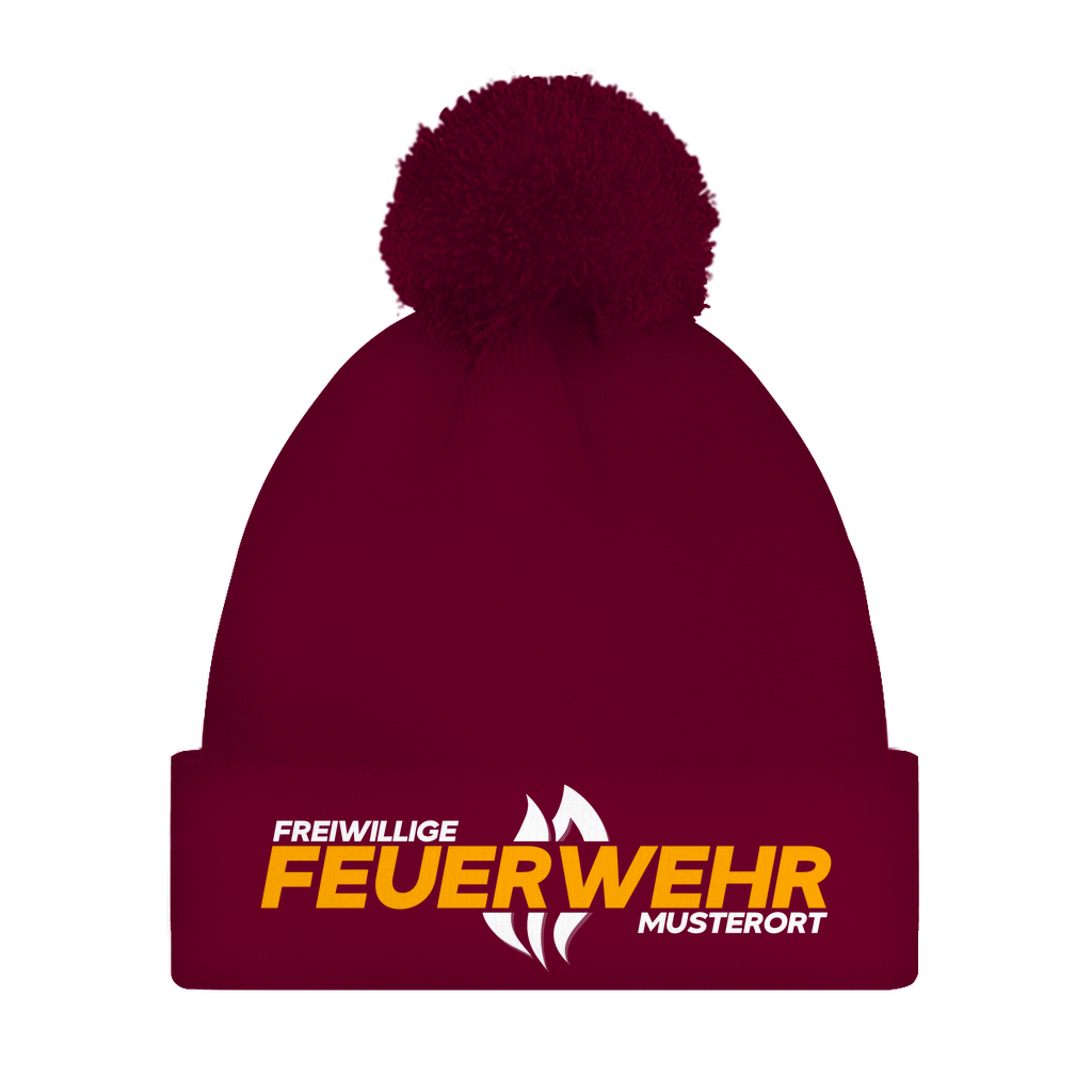 Bommelmütze - Flamme Freiwillige Feuerwehr Gelb [Personalisierbar]