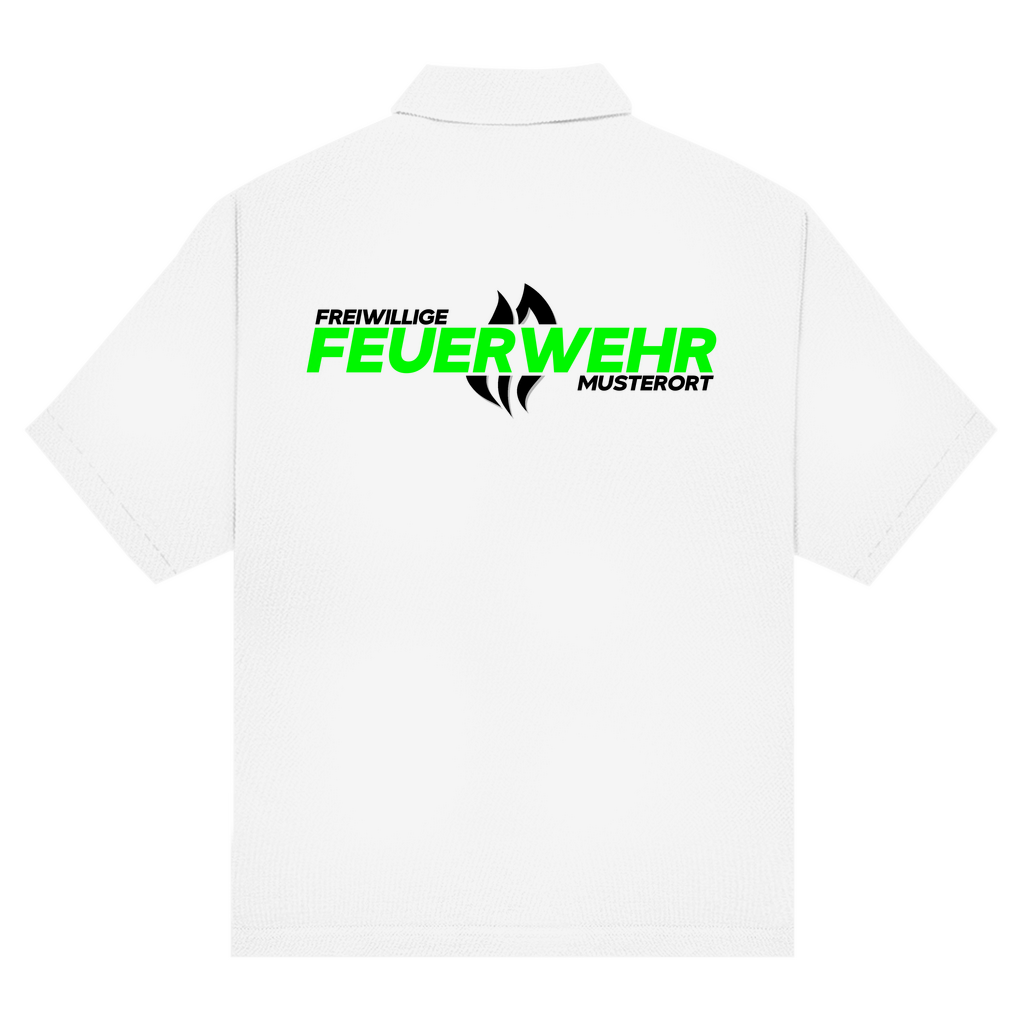 Unisex Poloshirt - Flamme Freiwillige Feuerwehr Grün [Personalisierbar]