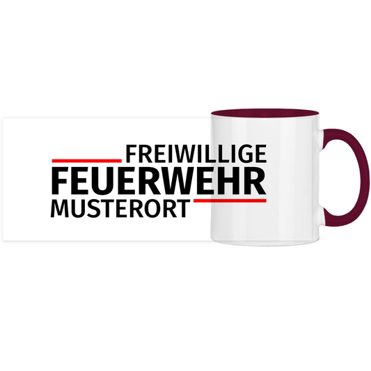 Panorama Tasse zweifarbig - Modern Freiwillige Feuerwehr [Personalisierbar]