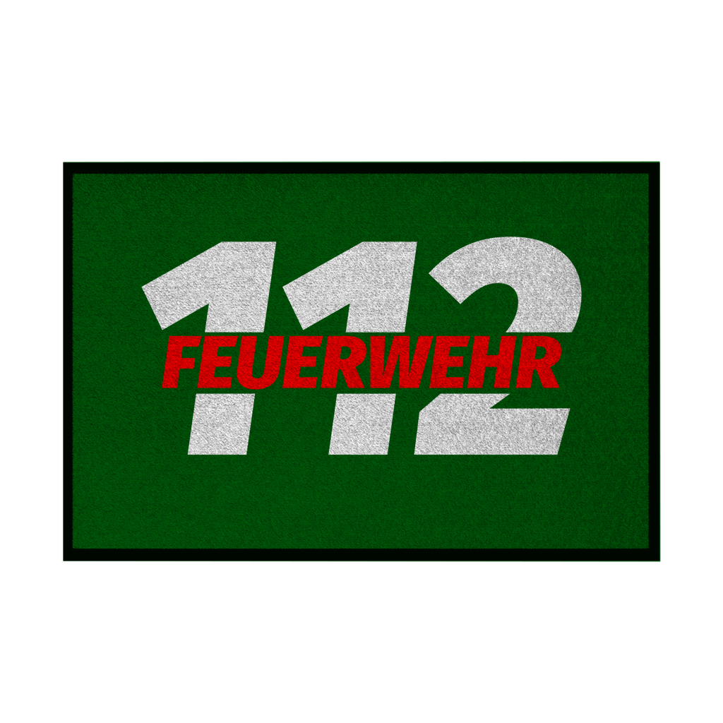Fußmatte mit Gummirand - 112 Feuerwehr Rot