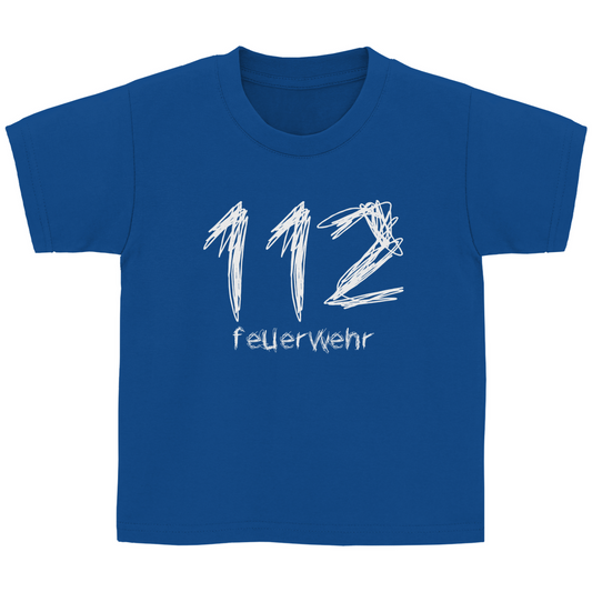 Kinder Basic T-Shirt - 112 Feuerwehr Gekritzel