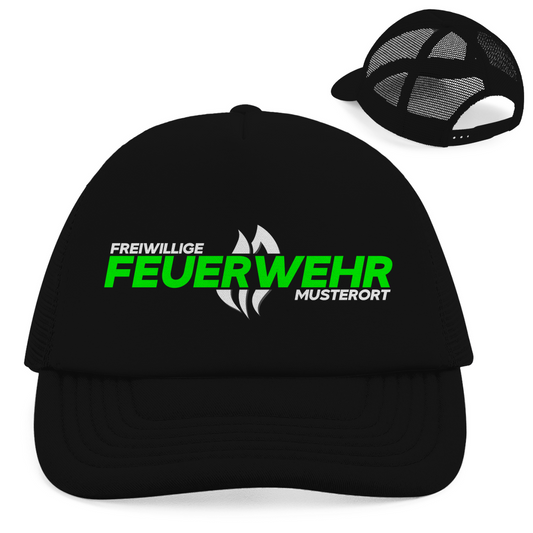 Retro Trucker Cap - Flamme Freiwillige Feuerwehr Grün [Personalisierbar]