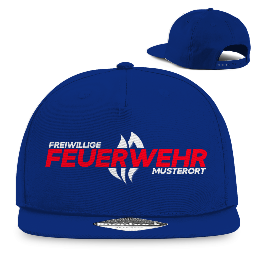 Snapback Rapper Cap - Flamme Freiwillige Feuerwehr Rot [Personalisierbar]
