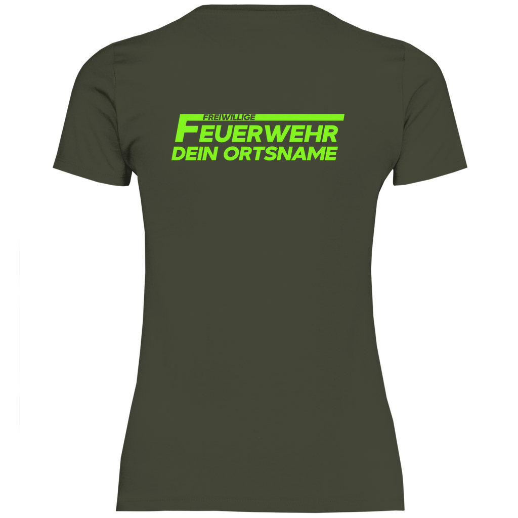 Damen T-Shirt - Freiwillige Feuerwehr Grün (Personalisierbar)