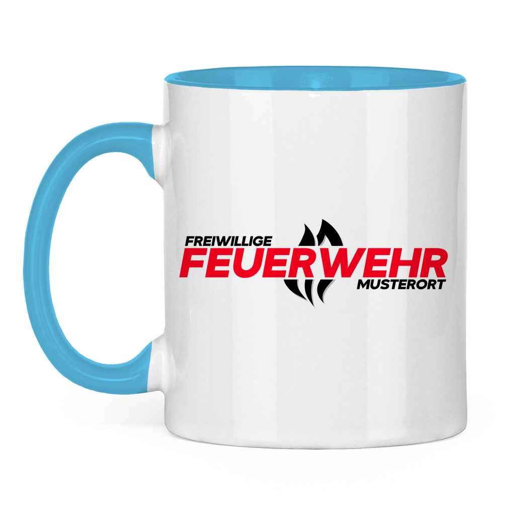 Tasse zweifarbig - Flamme Freiwillige Feuerwehr Rot [Personalisierbar]