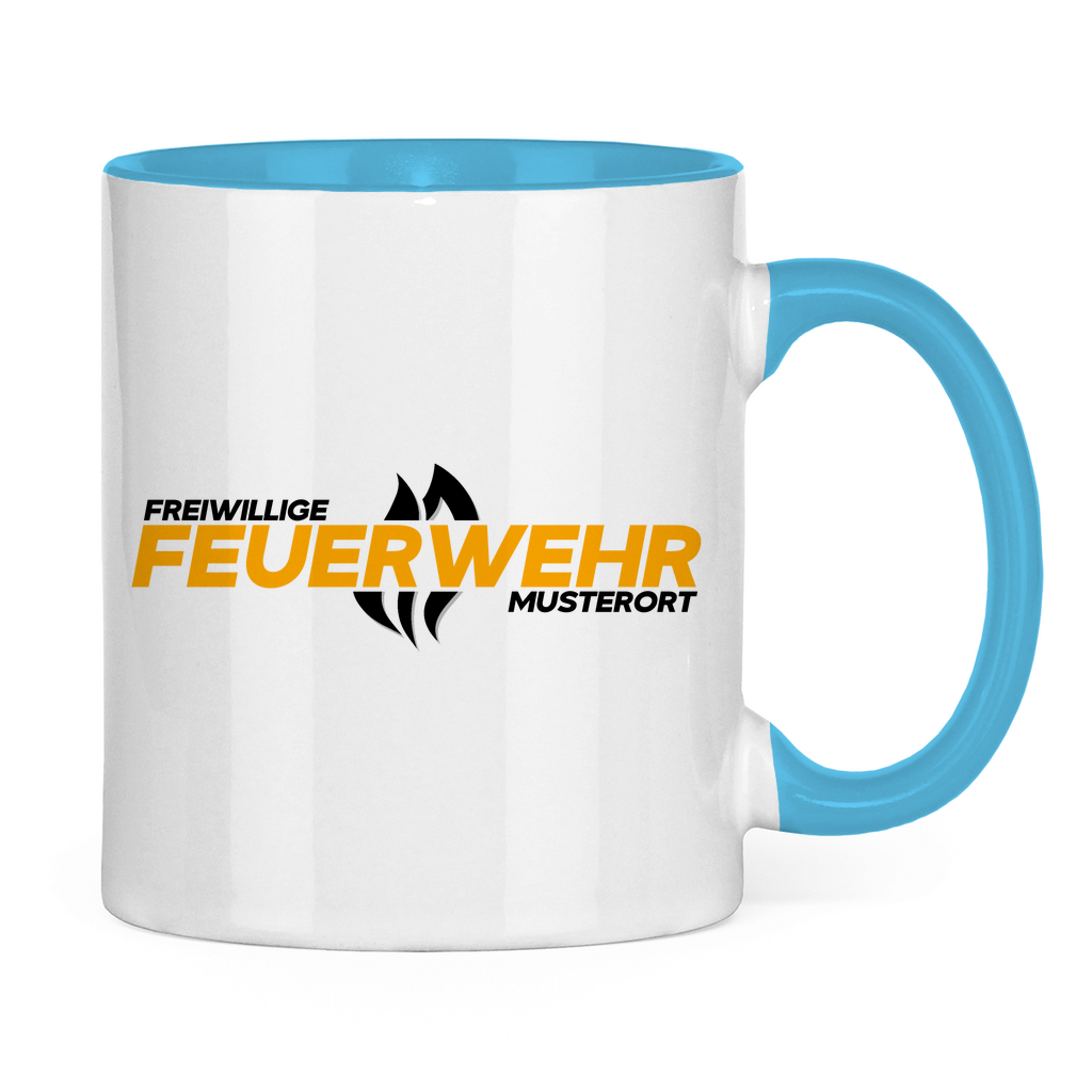 Tasse zweifarbig - Flamme Freiwillige Feuerwehr Gelb [Personalisierbar]