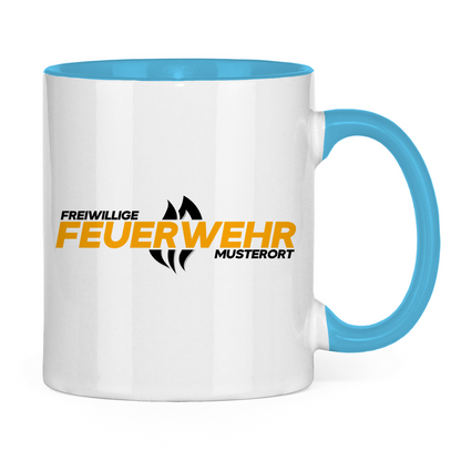 Tasse zweifarbig - Flamme Freiwillige Feuerwehr Gelb [Personalisierbar]