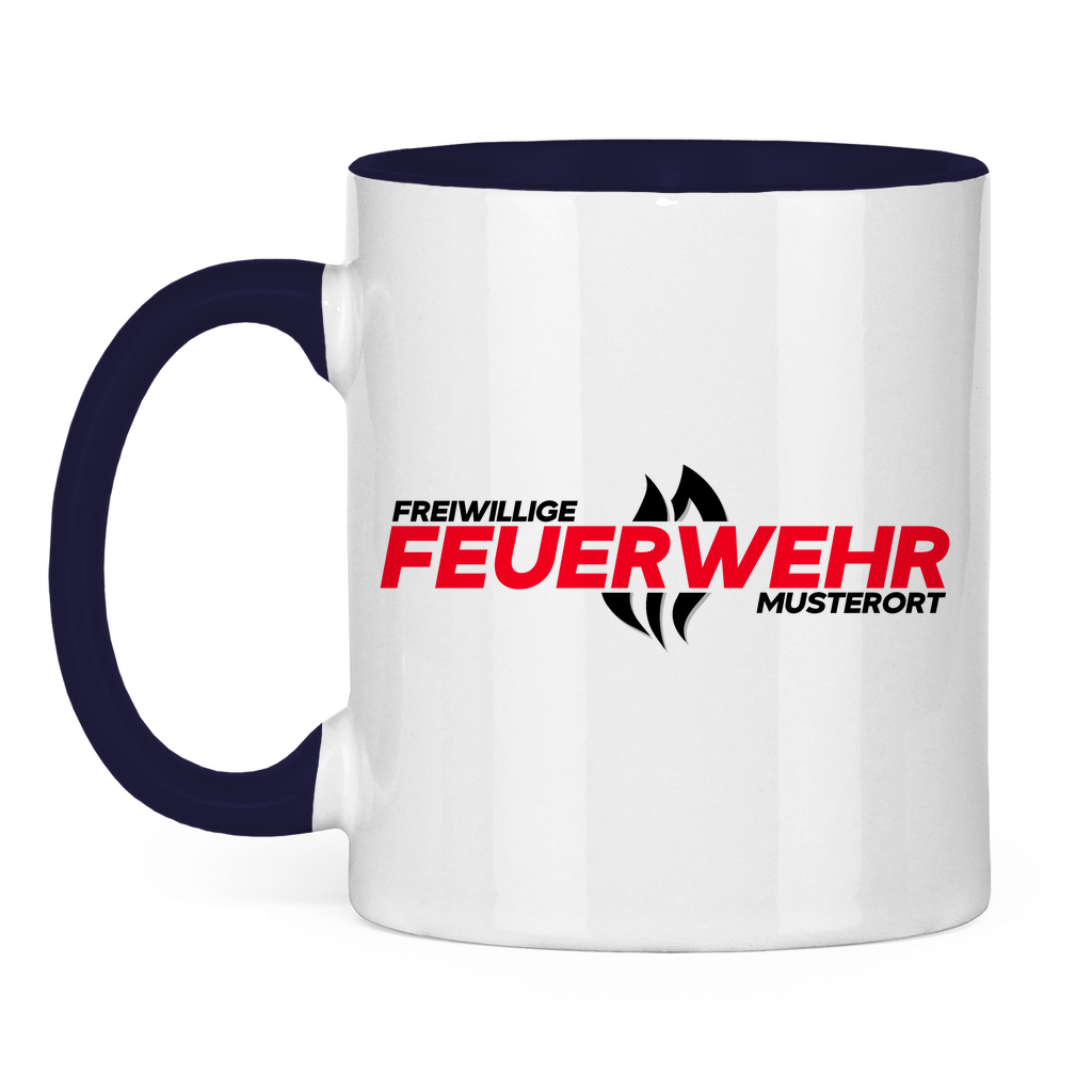 Tasse zweifarbig - Flamme Freiwillige Feuerwehr Rot [Personalisierbar]
