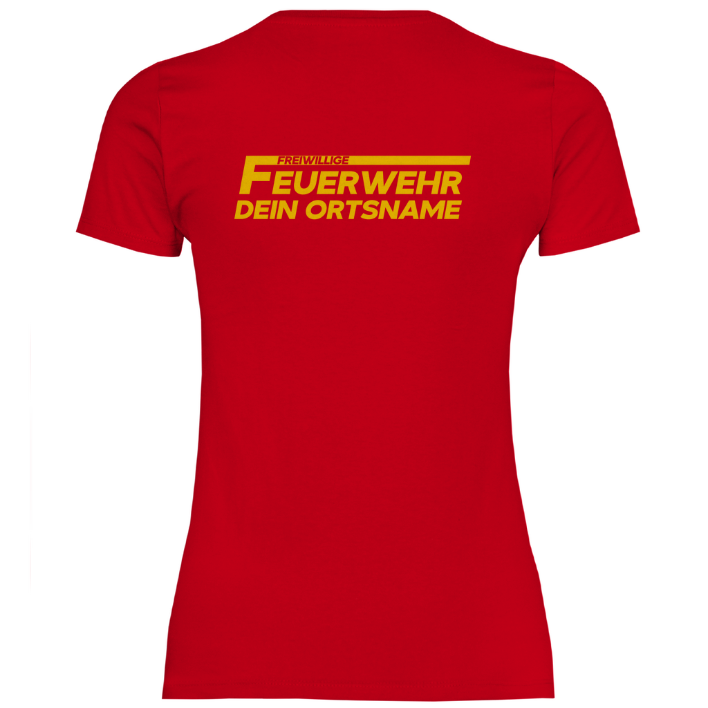 Damen T-Shirt - Freiwillige Feuerwehr Gelb (Personalisierbar)