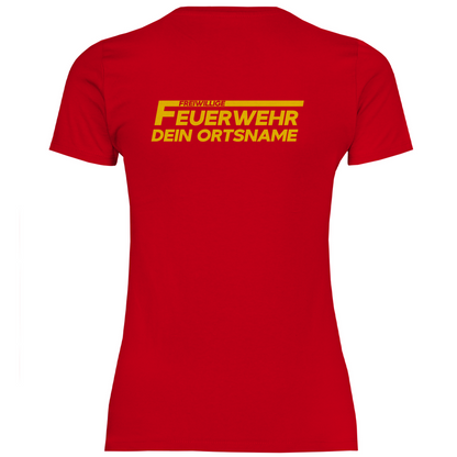 Damen T-Shirt - Freiwillige Feuerwehr Gelb (Personalisierbar)