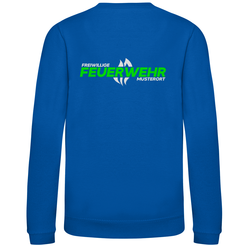 Kinder Sweatshirt - Flamme Freiwillige Feuerwehr Grün [Personalisierbar]