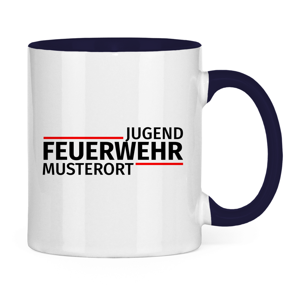 Tasse zweifarbig - Modern Jugendfeuerwehr [Personalisierbar]