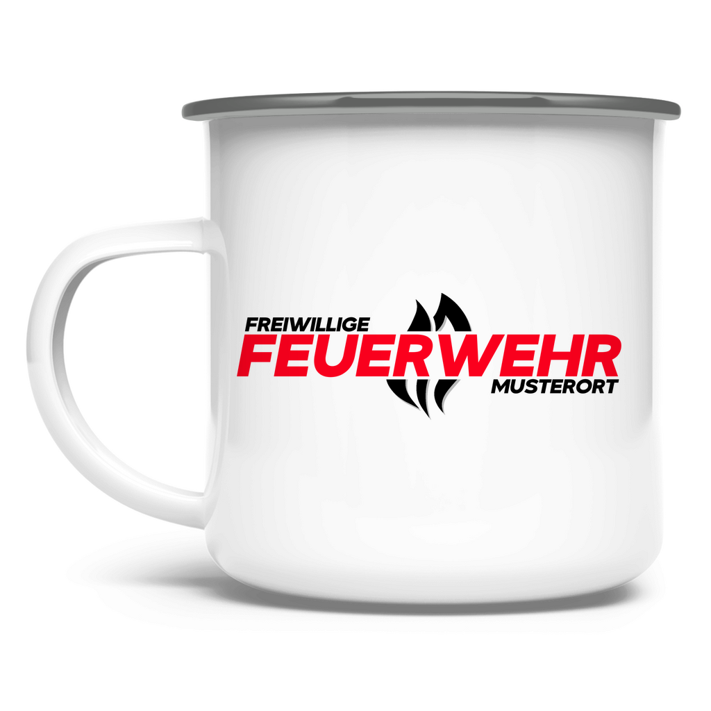 Emaille Tasse - Flamme Freiwillige Feuerwehr Rot [Personalisierbar]
