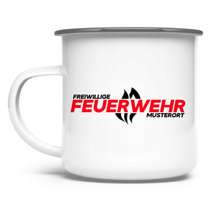 Emaille Tasse - Flamme Freiwillige Feuerwehr Rot [Personalisierbar]