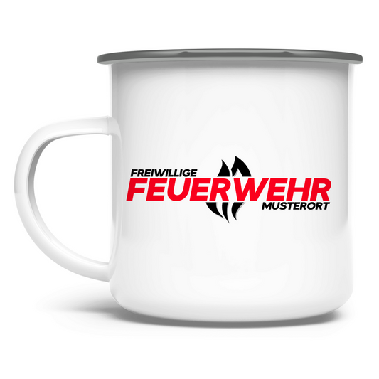 Emaille Tasse - Flamme Freiwillige Feuerwehr Rot [Personalisierbar]