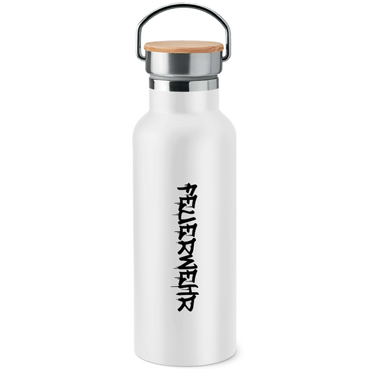 Edelstahl-Trinkflasche mit Bambusdeckel - Feuerwehr Marker