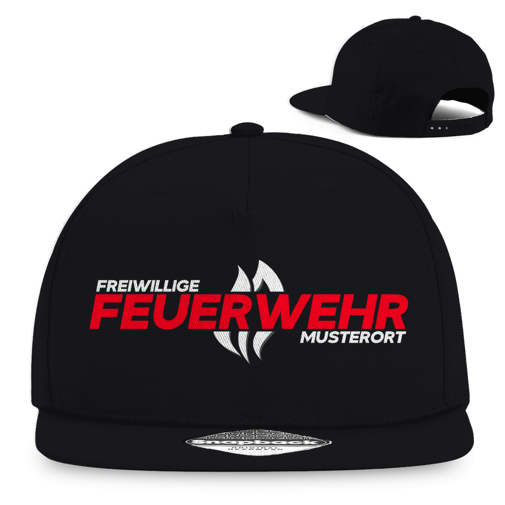 Snapback Rapper Cap - Flamme Freiwillige Feuerwehr Rot [Personalisierbar]