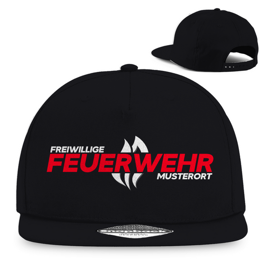Snapback Rapper Cap - Flamme Freiwillige Feuerwehr Rot [Personalisierbar]