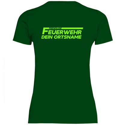 Damen T-Shirt - Freiwillige Feuerwehr Grün (Personalisierbar)