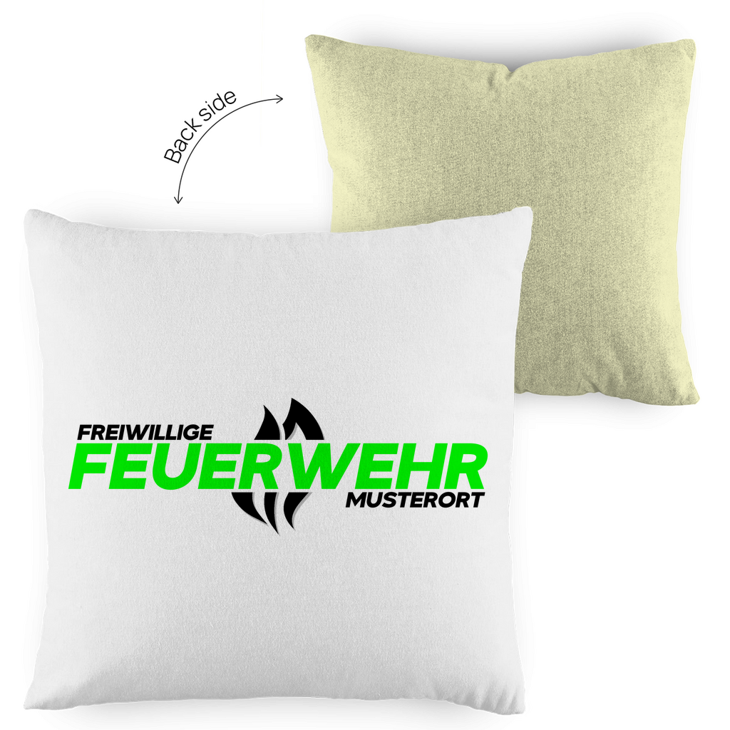 Kopfkissen zweifarbig - Flamme Freiwillige Feuerwehr Grün [Personalisierbar]