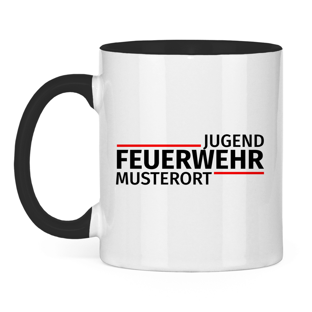 Tasse zweifarbig - Modern Jugendfeuerwehr [Personalisierbar]