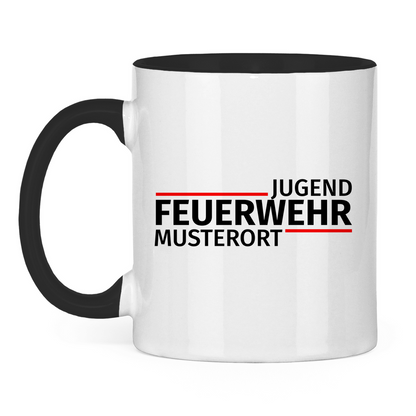 Tasse zweifarbig - Modern Jugendfeuerwehr [Personalisierbar]