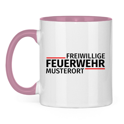 Tasse zweifarbig - Modern Freiwillige Feuerwehr [Personalisierbar]