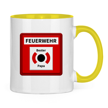 Tasse zweifarbig - Brandmelder Bester Papa