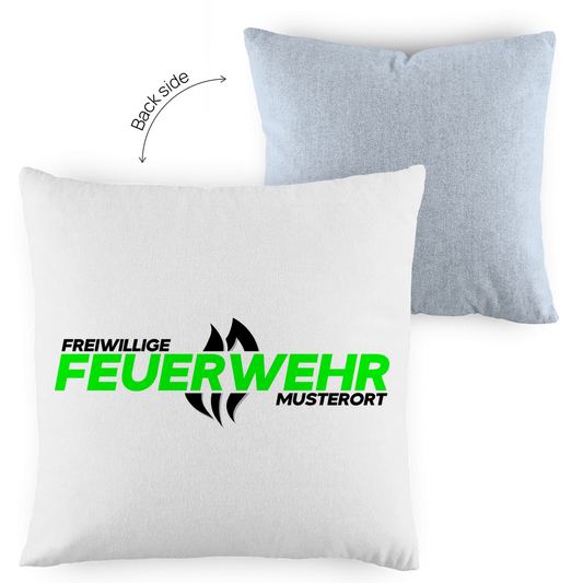 Kopfkissen zweifarbig - Flamme Freiwillige Feuerwehr Grün [Personalisierbar]
