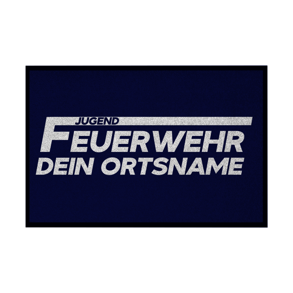 Fußmatte mit Gummirand - Jugendfeuerwehr Weiß (Personalisierbar)