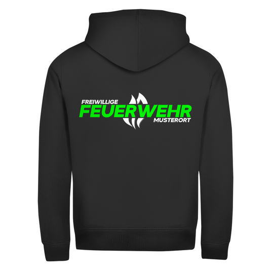 Unisex Zipper Hoodie - Flamme Freiwillige Feuerwehr Grün [Personalisierbar]