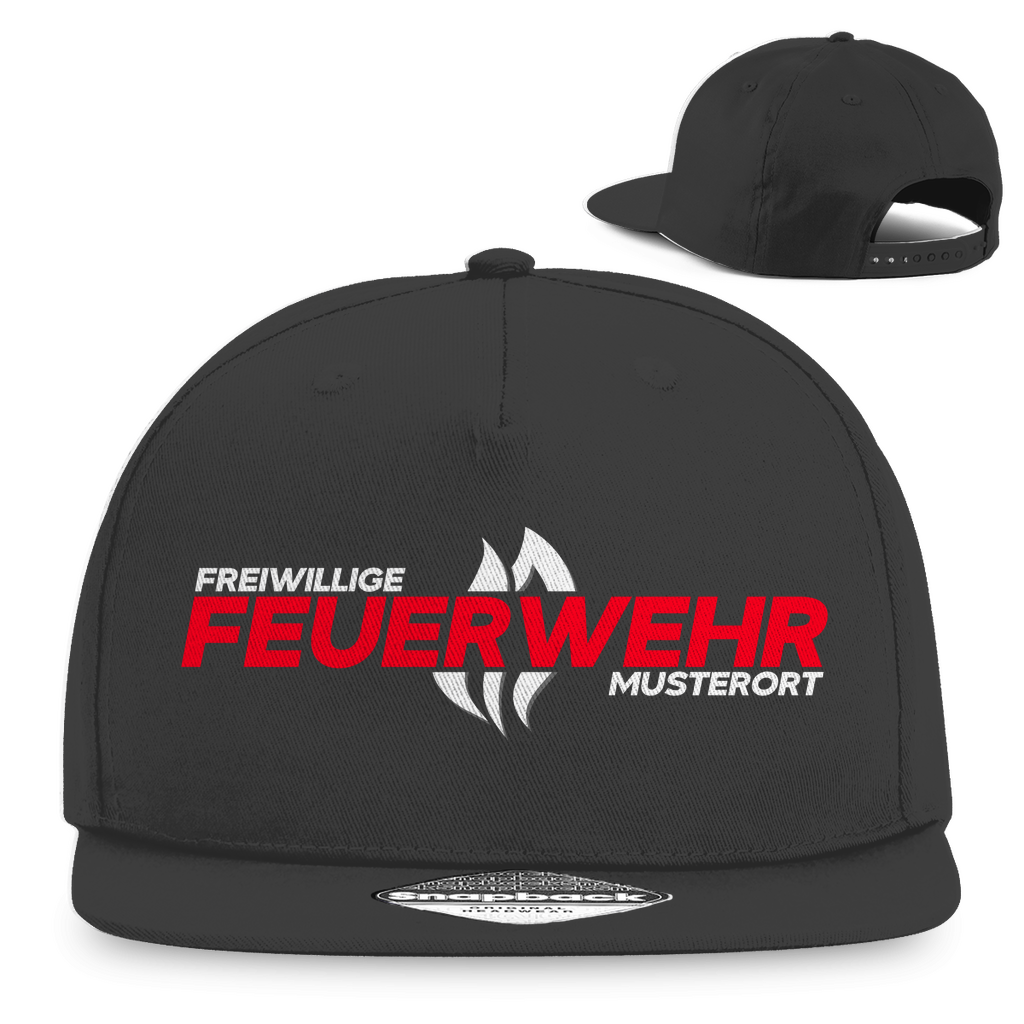 Snapback Rapper Cap - Flamme Freiwillige Feuerwehr Rot [Personalisierbar]