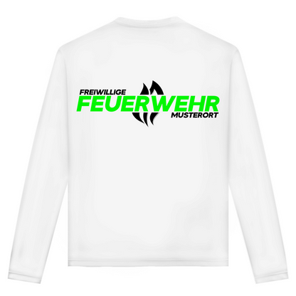 Unisex Langarmshirt - Flamme Freiwillige Feuerwehr Grün [Personalisierbar]