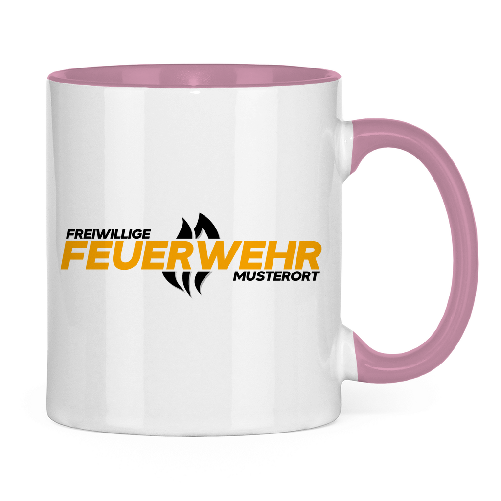 Tasse zweifarbig - Flamme Freiwillige Feuerwehr Gelb [Personalisierbar]
