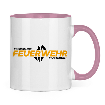 Tasse zweifarbig - Flamme Freiwillige Feuerwehr Gelb [Personalisierbar]