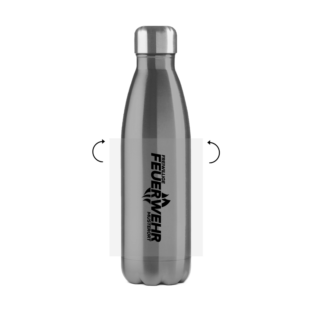 Edelstahl-Thermoflasche - Flamme Freiwillige Feuerwehr Schwarz [Personalisierbar]
