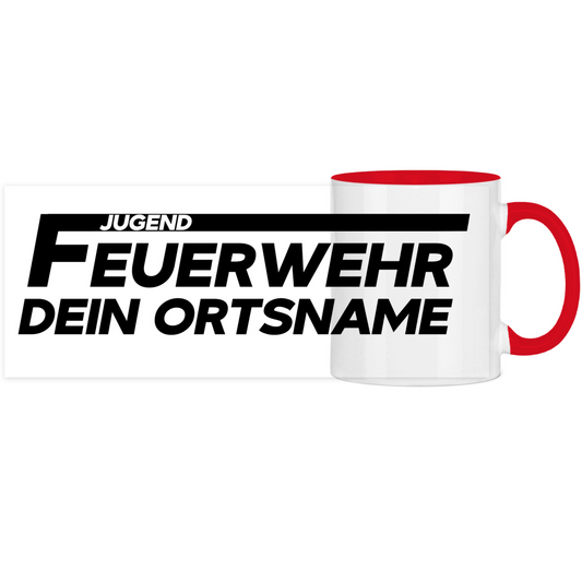 Panorama Tasse zweifarbig - Jugendfeuerwehr (Personalisierbar)